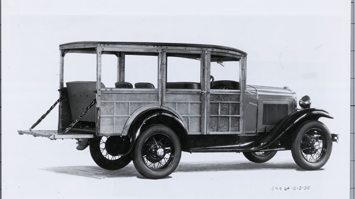 The Ford Model A car is pictured