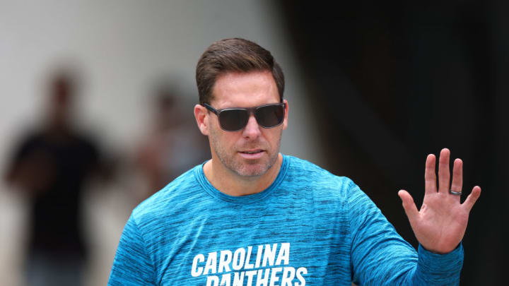 CHARLOTTE, NORTH CAROLINA - JUNE 04: Dan Morgan, President of Football Operations and General Manager of the Carolina Panthers, attends Carolina Panthers OTA Offseason Workout on June 04, 2024 in Charlotte, North Carolina.