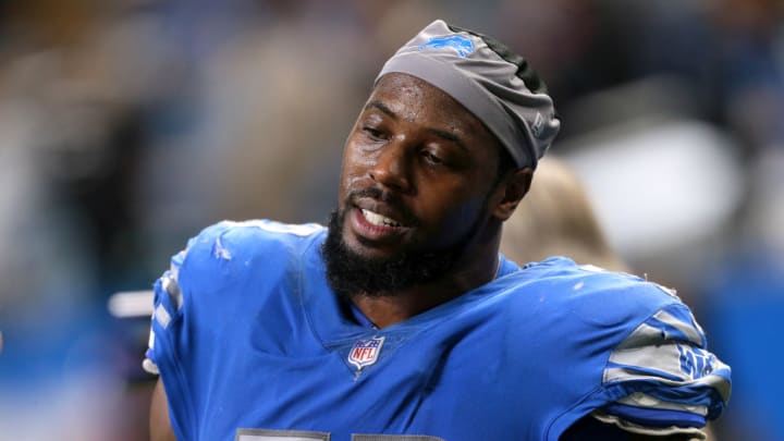 Detroit Lions outside linebacker Charles Harris (53) is seen during the second half of an NFL football game against the Arizona Cardinals in Detroit, Michigan USA, on Sunday, December 19, 2021.