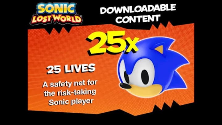 A screen showing 25 extra lives for Sonic