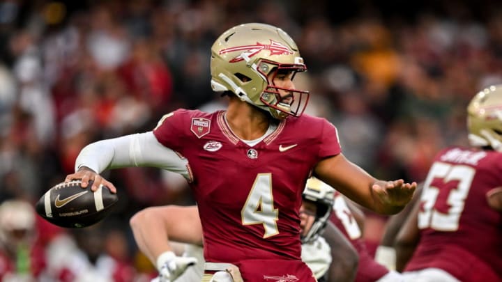 Florida State quarterback DJ Uiagalelei struggled to make big plays in the Seminoles’ 24–21 loss to Georgia Tech in the Aer Lingus Classic.