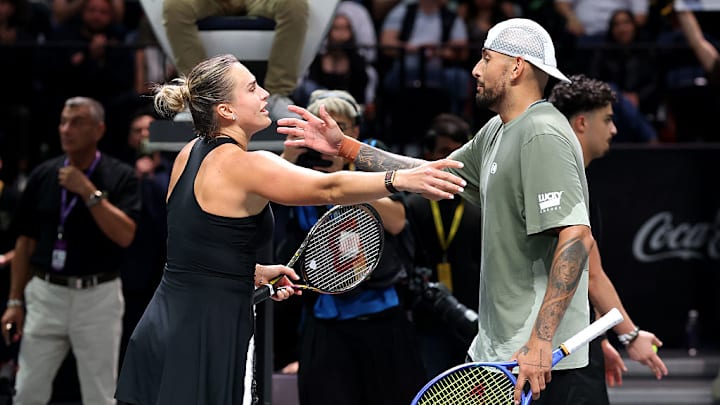 Aryna Sabalenka y Nick Kyrgios, en el juego de exhibición denominado la "Batalla de los Sexos"