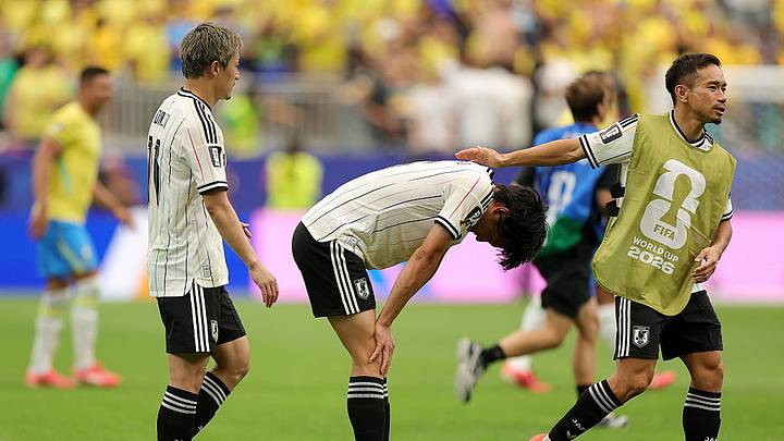 Daizen Meda, Shuto Machino y Yuto Nagatomo lamentan la eliminación del Mundial 2026 ante Brasil.