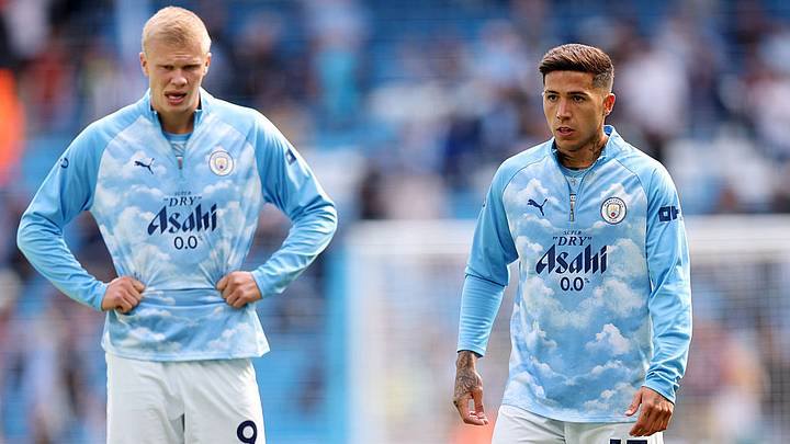 Erling Haaland junto a Enzo Fernández, quien debutó con el Manchester City. Erling Haaland junto a Enzo Fernández, quien debutó con el Manchester City.
