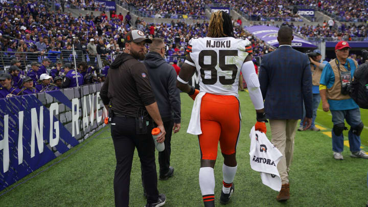 Cleveland Browns tight end David Njoku's return timeline was revealed after his Week 7 injury. Cleveland Browns tight end David Njoku's return timeline was revealed after his Week 7 injury.