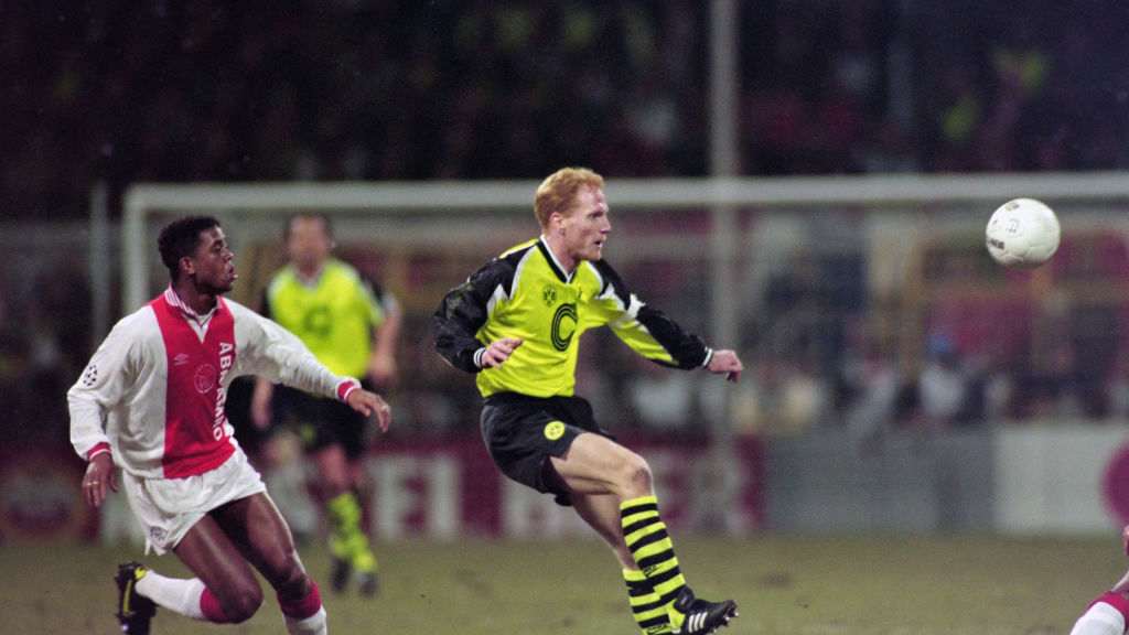 Matthias Sammer in the 1st Leg of UEFA Champions League Quarter Final 1st Leg v Ajax | Etsuo Hara/GettyImages