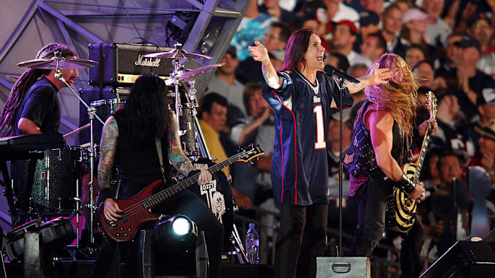 Ozzy Osbourne performed at the Patriots 2005 season opener. Ozzy Osbourne performed at the Patriots 2005 season opener.
