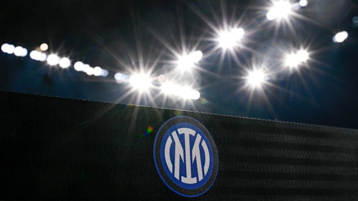 FC Internazionale logo is seen prior to the Serie A football...