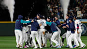 The Mariners celebrate their Game 5 win over the Tigers to advance to their first ALCS in 30 years.