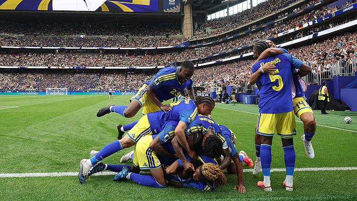 Curazao celebra su primer gol en una Copa del Mundo. Curazao celebra su primer gol en una Copa del Mundo.