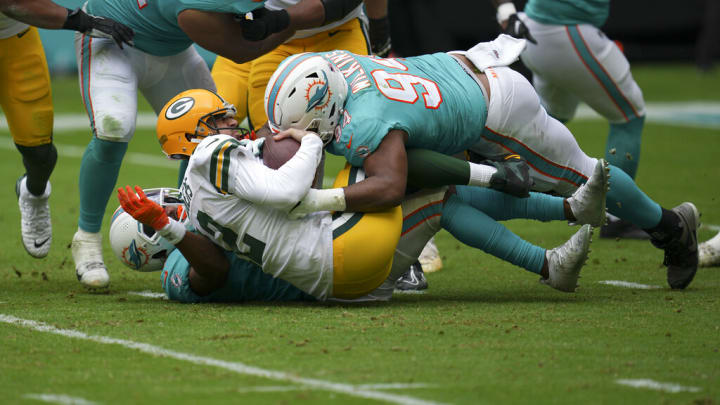 Green Bay Packers QB Aaron Rodgers discusses his Week 17 availability after suffering a knee injury against the Miami Dolphins. Green Bay Packers QB Aaron Rodgers discusses his Week 17 availability after suffering a knee injury against the Miami Dolphins.