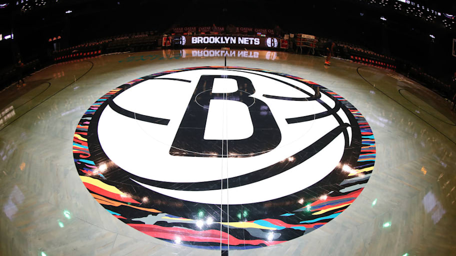 The Brooklyn Nets logo at half court on Dec. 8, 2019. | Nathaniel S. Butler/NBAE via Getty Images