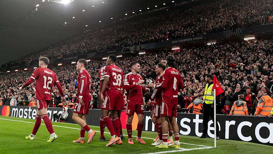 Liverpool celebrate scoring against Real Madrid