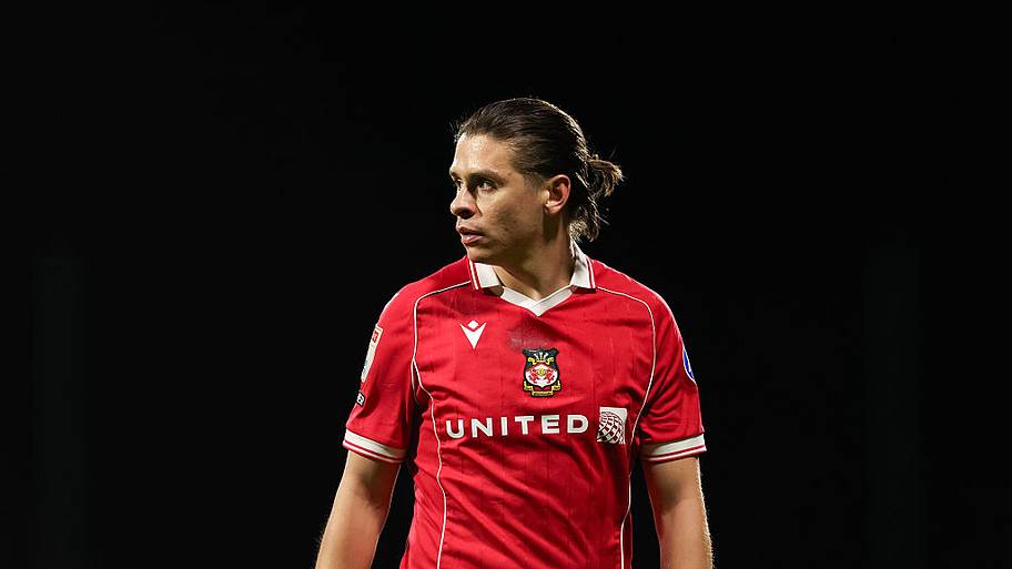 George Dobson during the Sky Bet Championship match between Wrexham AFC and Portsmouth at Racecourse Ground.