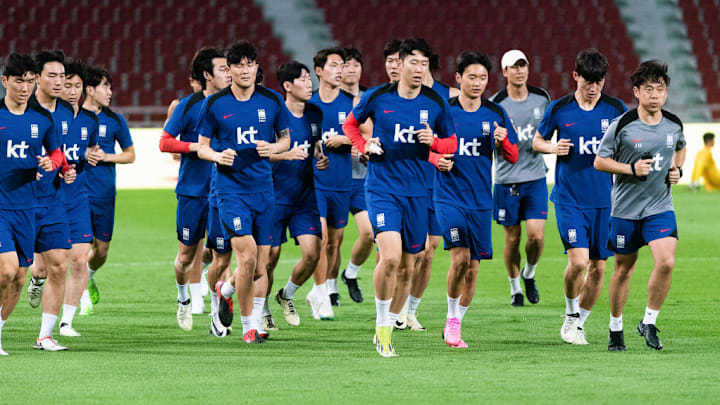 South Korea's national football team players seen during a...