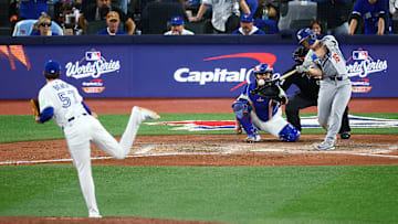 Juego de la más reciente Serie Mundial entre Dodgers y Blue Jays.
