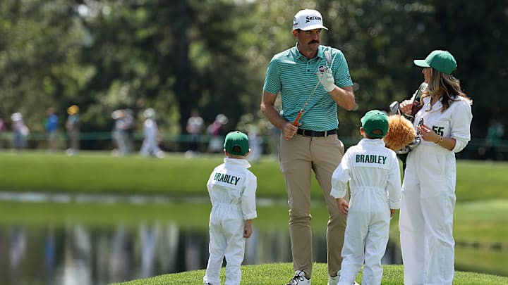 Keegan Bradley and his family loved his hole in one at the Masters Par 3 Contest. Keegan Bradley and his family loved his hole in one at the Masters Par 3 Contest.