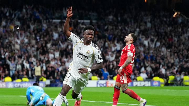 Vinícius Jr. anotó el segundo gol con el que el Madrid venció al Benfica.