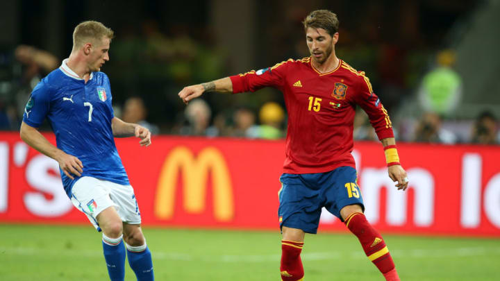 Sergio Ramos em ação durante a final da Euro 2012