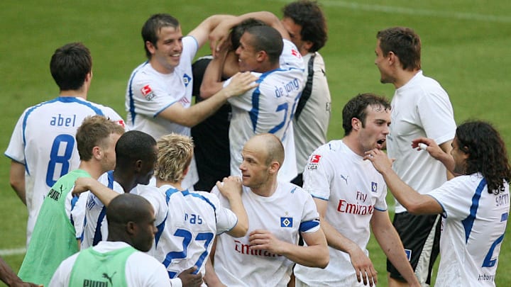 Siegesfreude bei van der Vaart und Co. nach dem Sieg in München