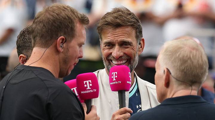 Klopp y Nagelsmann, durante la transmisión de la TV alemana en el Mundial 2026. Klopp y Nagelsmann, durante la transmisión de la TV alemana en el Mundial 2026.