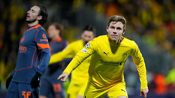Jens Petter Hauge, del Bodo/Glimt, celebra uno de los goles con los que el equipo noruego venció al Inter de Milán.