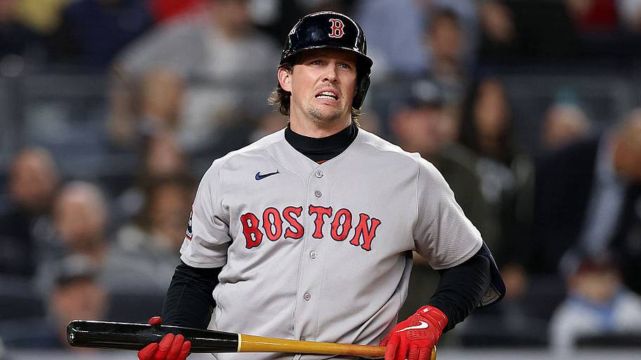 Adley Rutschman #31 of the Boston Red Sox grimaces