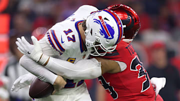 Josh Allen was sacked eight times against the Texans’ top-ranked defense in Thursday night’s 23–19 loss.