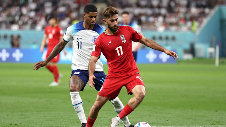 Ali Gholizadeh e Marcus Rashford em Inglaterra x Irã 
