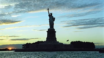 Liberty Island, site of the Statue of Liberty, was reportedly where the pirate Captain Kiss stashed his loot.