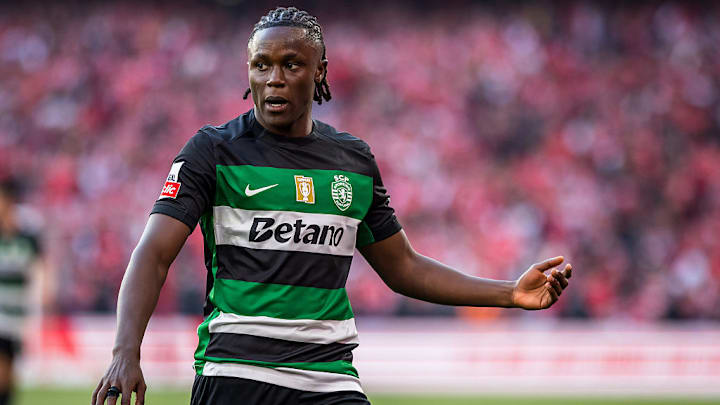 Geovany Quenda of Sporting CP seen in action during the Liga...