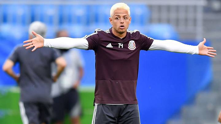 Javier Hernández, en una práctica de la selección mexicana en Rusia 2018 Javier Hernández, en una práctica de la selección mexicana en Rusia 2018