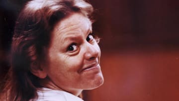 January 14, 1992; Daytona Beach, FL, USA; Aileen Wuornos during her 1992 murder trial in Daytona Beach, Florida. Mandatory Credit: Peter Bauer-USA TODAY NETWORK via Imagn Images