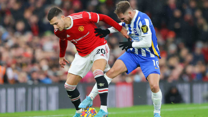 Diogo Dalot en el partido frente al Brighton & Hove Albion