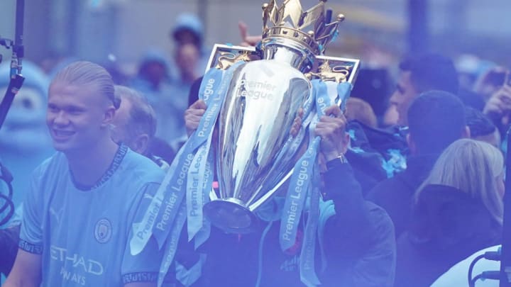 Manchester City parade with the Premier League trophy