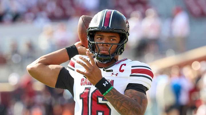 Oct 19, 2024; Norman, Oklahoma, USA;  South Carolina Gamecocks quarterback LaNorris Sellers (16) warms up before the game against the Oklahoma Sooners at Gaylord Family-Oklahoma Memorial Stadium. Mandatory Credit: Kevin Jairaj-Imagn Images