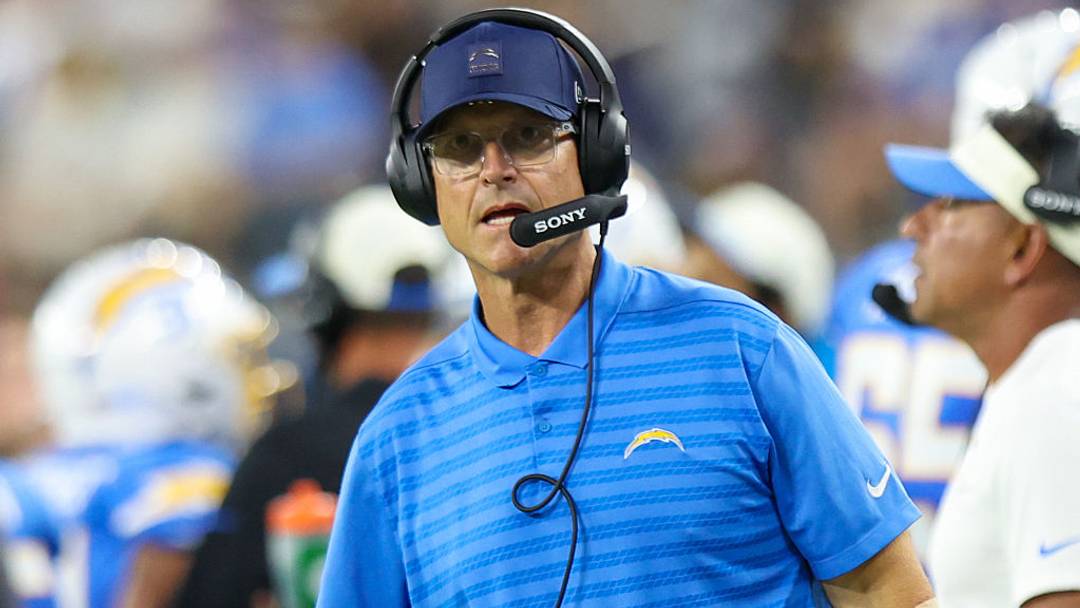 Chargers head coach Jim Harbaugh Chargers head coach Jim Harbaugh