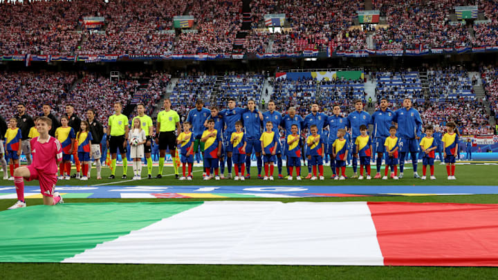 Giacomo Raspadori, Federico Dimarco, Giovanni Di Lorenzo, Gianluigi Donnarumma, Nicolo Barella, Matteo Darmian, Alessandro Bastoni, Jorginho, Lorenzo Pellegrini, Mateo Retegui, Riccardo Calafiori