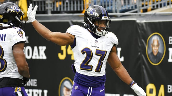 Baltimore Ravens RB J.K. Dobbins got emotional during his performance in Week 14. Baltimore Ravens RB J.K. Dobbins got emotional during his performance in Week 14.