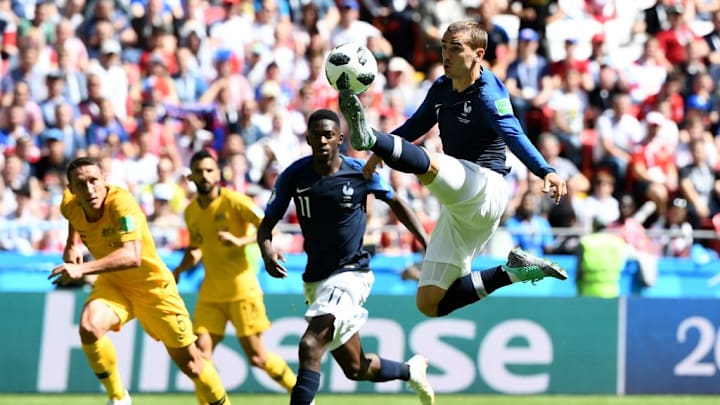 Griezmann em França x Austrália, em 2018