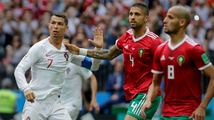 Cristiano Ronaldo of Portugal, Manuel Da Costa of Morocco...