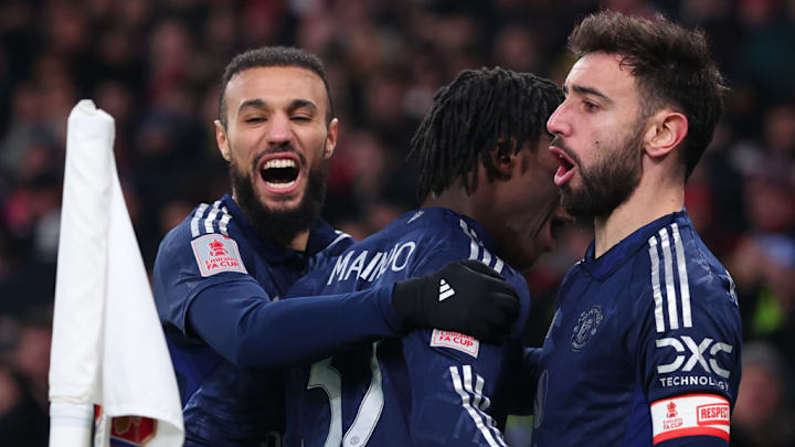 Bruno Fernandes, Noussair Mazraoui, Kobbie Mainoo