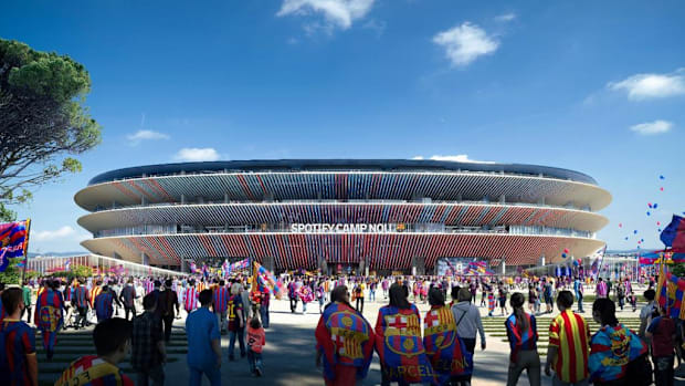 A rendered image of the upgraded Spotify Camp Nou.