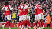 Eberechi Eze (left), Martin Zubimendi (second left) and Viktor Gyökeres (second right) have enhanced this Arsenal side.