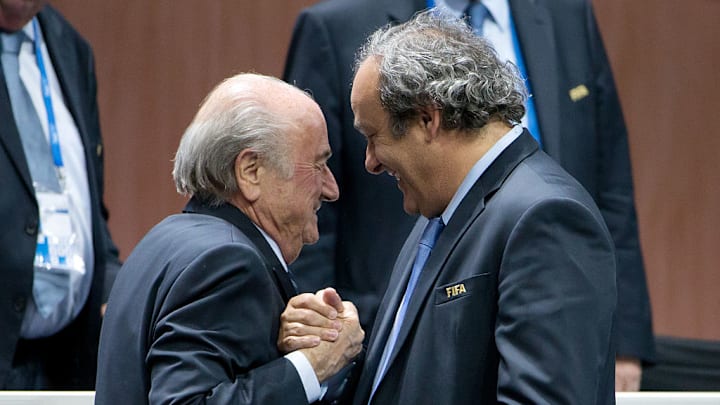 Joseph Blatter, expresidente de FIFA, y Michel Platini, expresidente de UEFA. Joseph Blatter, expresidente de FIFA, y Michel Platini, expresidente de UEFA.