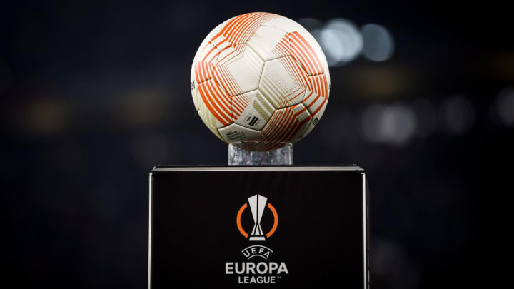 The official Molten match ball of UEFA Europa League is seen...