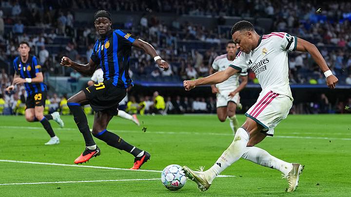 Kylian Mbappé abrió el marcador para los merengues ante el Inter. Kylian Mbappé abrió el marcador para los merengues ante el Inter.
