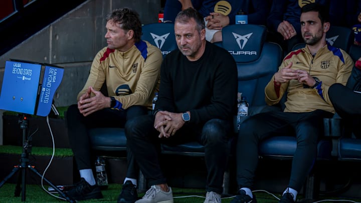Head Coach Hansi Flick (FC Barcelona) looks on during a La...