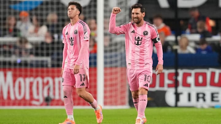 Messi celebra el cuarto gol del Inter Miami en la victoria sobre el FC Cincinnati.