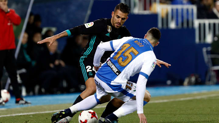 Dani Ceballos (Real Madrid) competes for the ball with Diego...